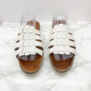 Bearpaw Huaraches Sandals Womens 10 White Good Woven Leather Slides